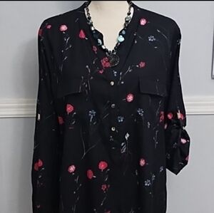 Ivanka Trump Floral Black  Top